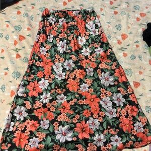 Floral Black and Red Women's Skirt